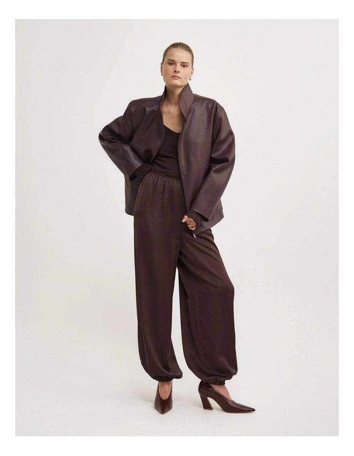 Satin Balloon Pant in Espresso image 1