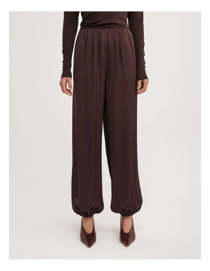 Satin Balloon Pant in Espresso image 2