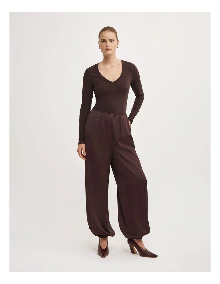 Satin Balloon Pant in Espresso image 3