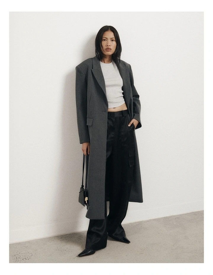 Satin Cargo Pant in Black image 7