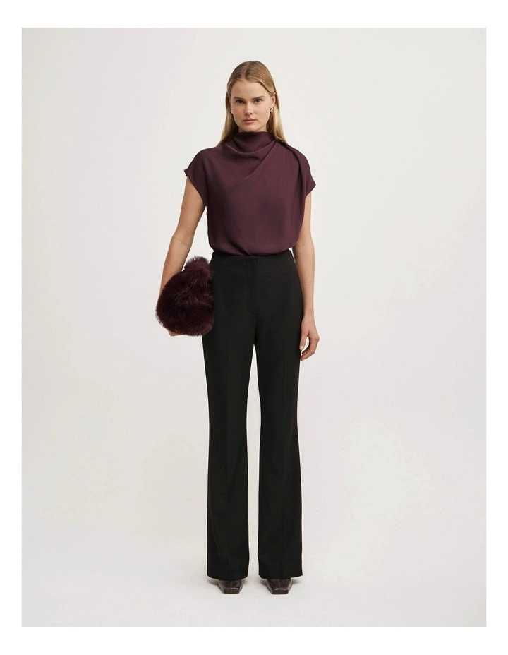 Tuck Shoulder Top in Plum image 2
