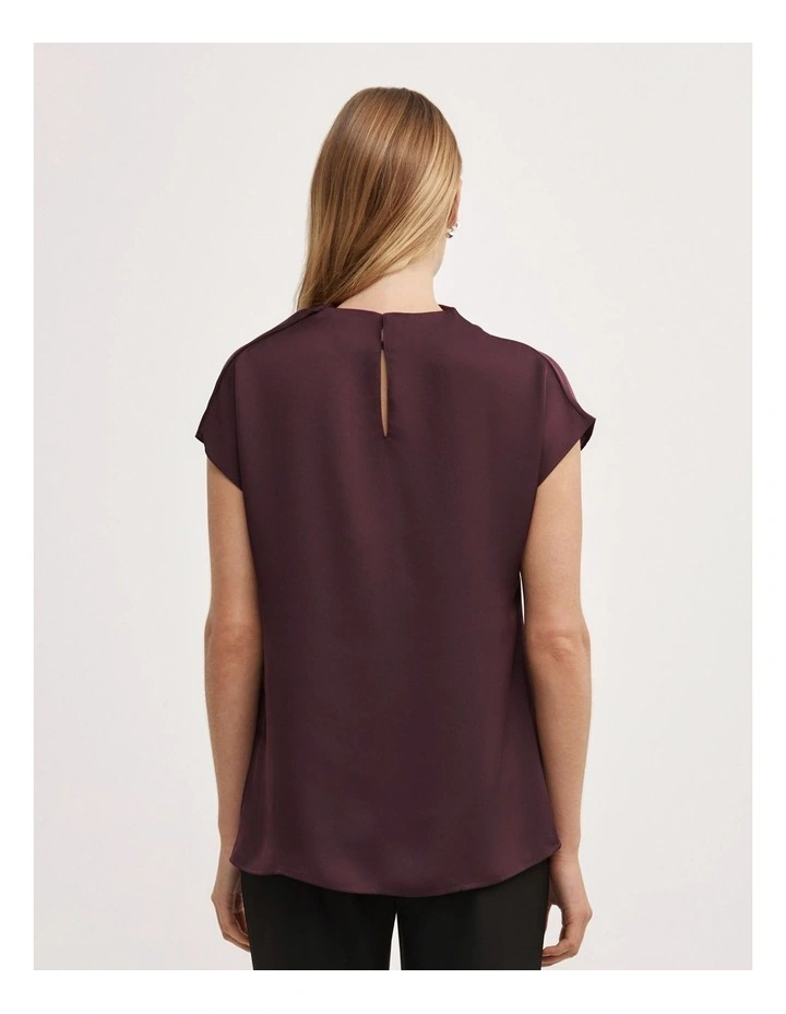 Tuck Shoulder Top in Plum image 4