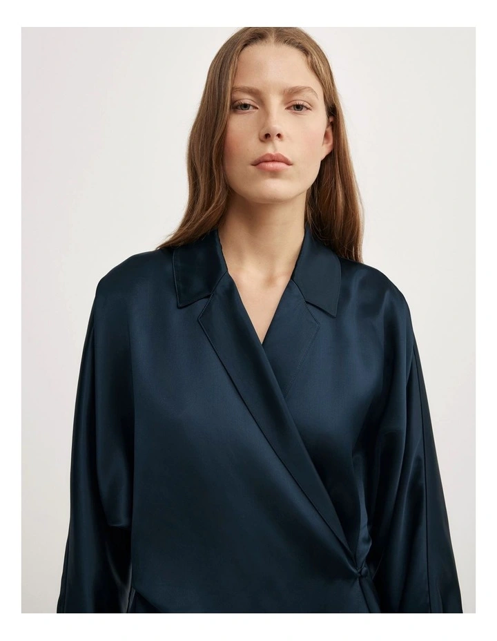 Wrap Fluid Shirt in Navy image 3