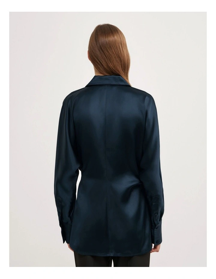 Wrap Fluid Shirt in Navy image 5