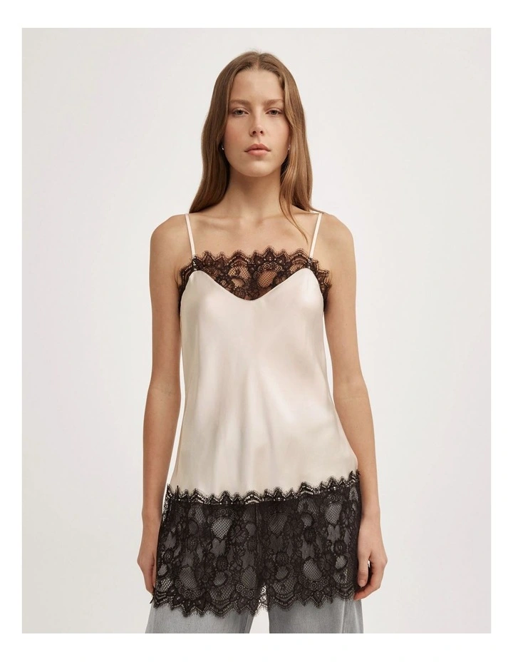 Lace High Hem Camisole in Vanilla image 1