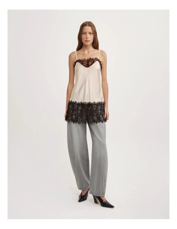 Lace High Hem Camisole in Vanilla image 2