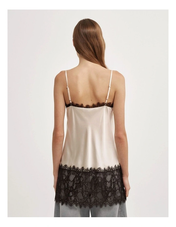 Lace High Hem Camisole in Vanilla image 5