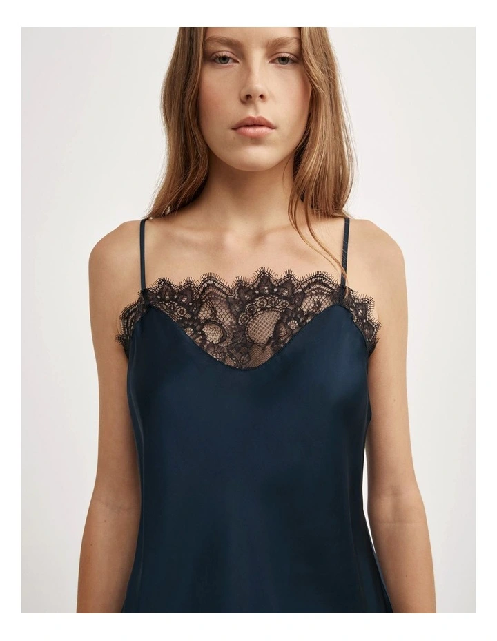 Lace High Hem Camisole in Navy image 3