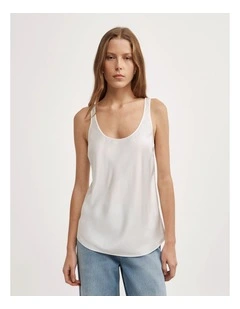 Satin Tank Top in Chalk