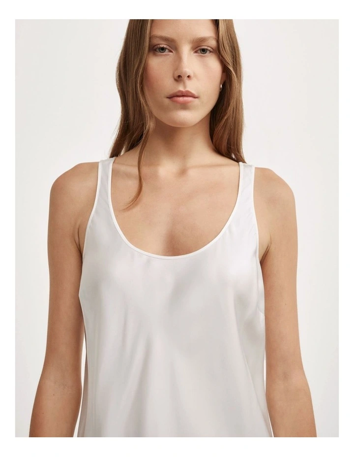Satin Tank Top in Chalk image 3