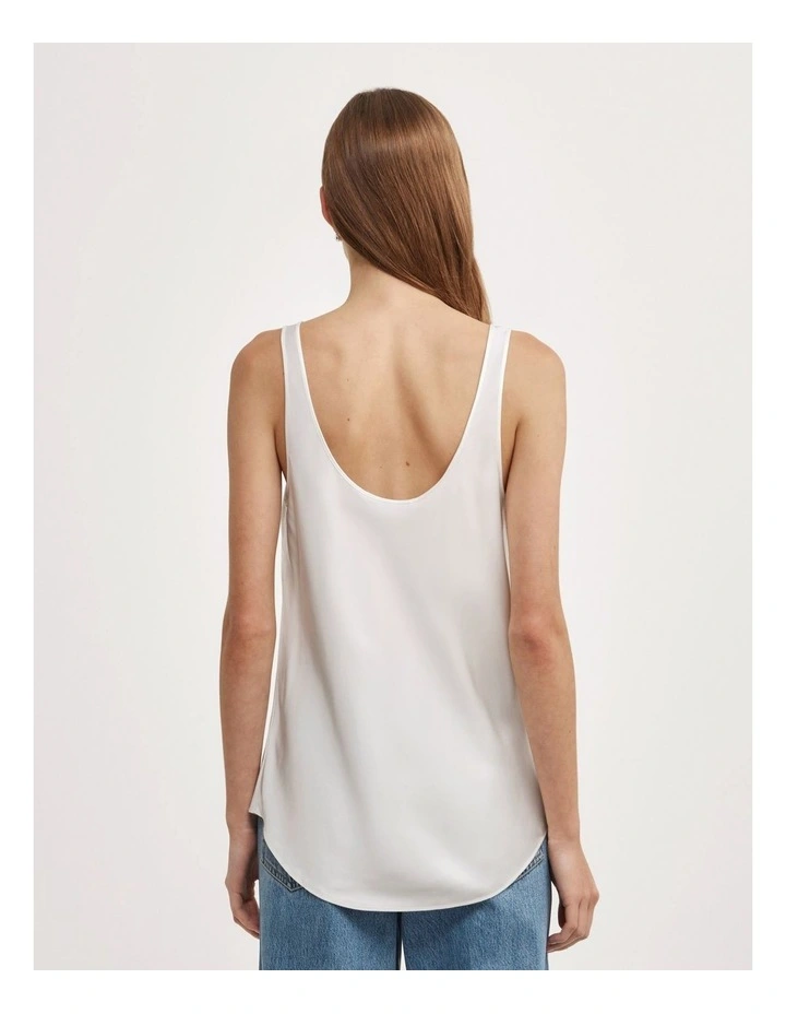 Satin Tank Top in Chalk image 4