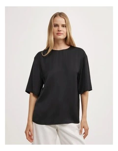 Satin T-shirt in Black