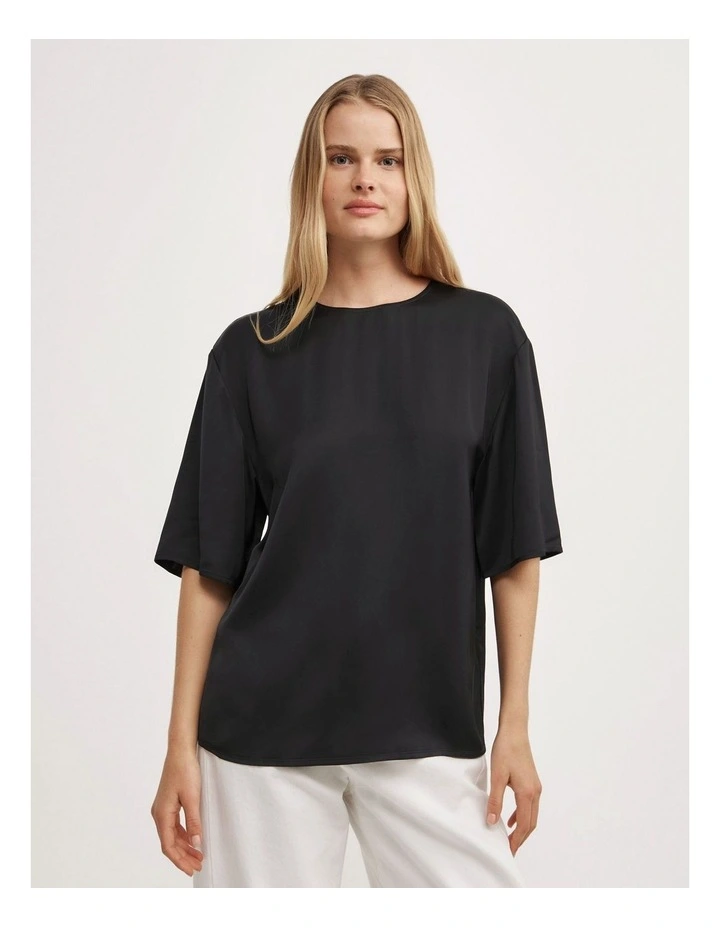 Satin T-shirt in Black image 1
