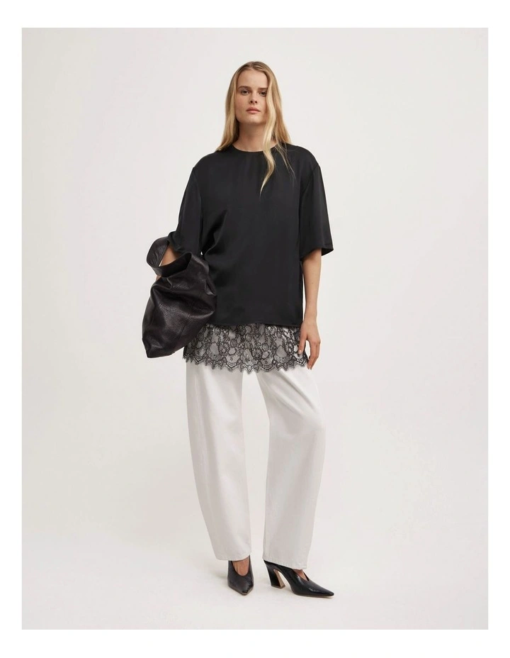 Satin T-shirt in Black image 2