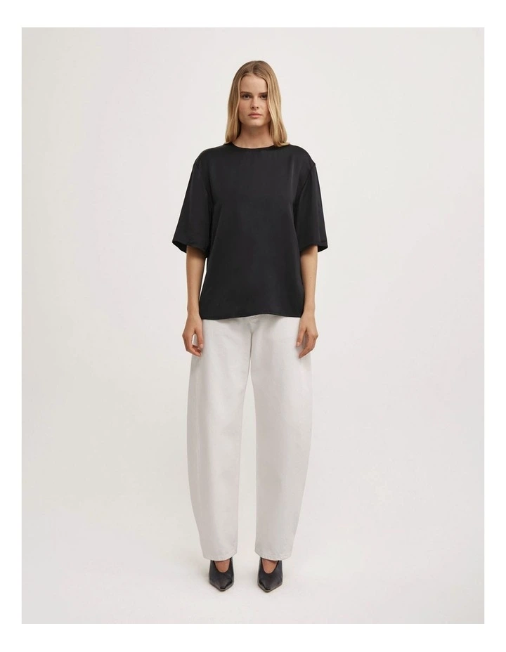 Satin T-shirt in Black image 3