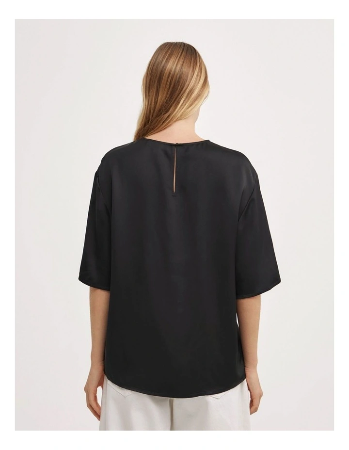 Satin T-shirt in Black image 5