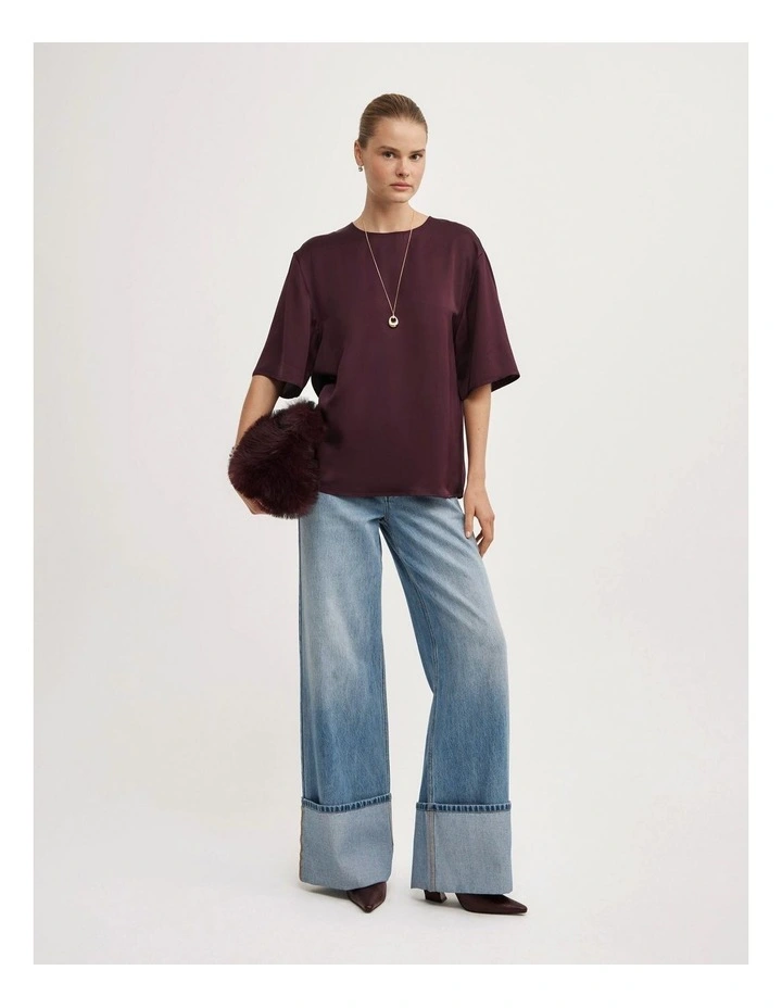 Satin T-shirt in Plum image 2