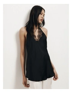 Lace Halter Top in Black