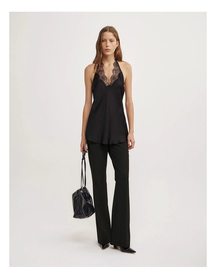 Lace Halter Top in Black image 2