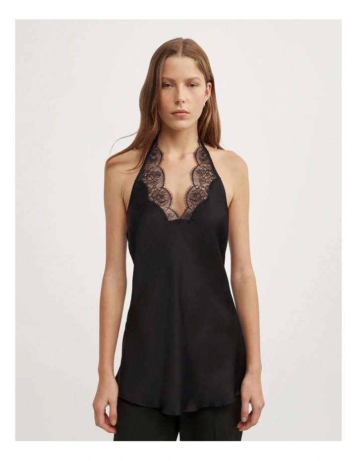 Lace Halter Top in Black image 4
