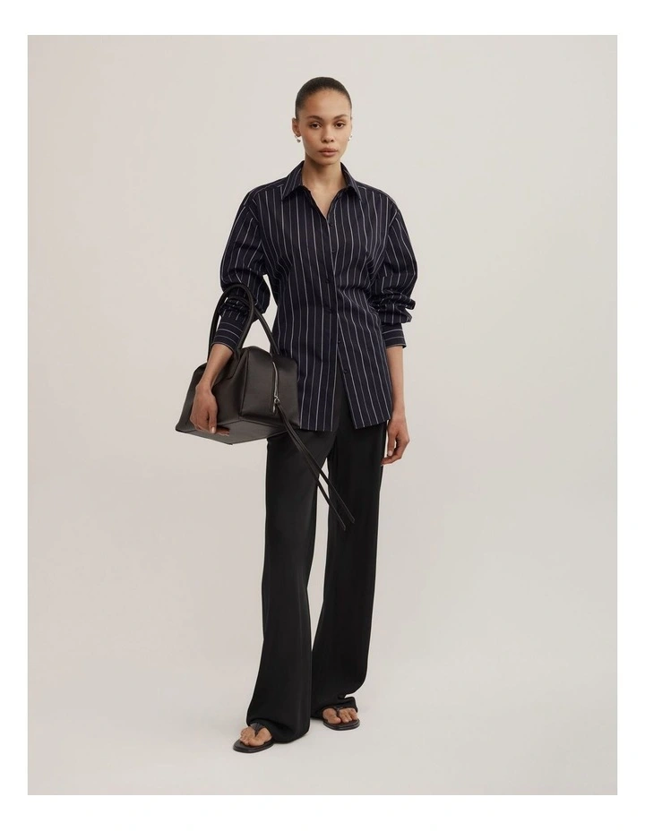Tie Back Pinstripe Shirt in Navy Stripe image 2