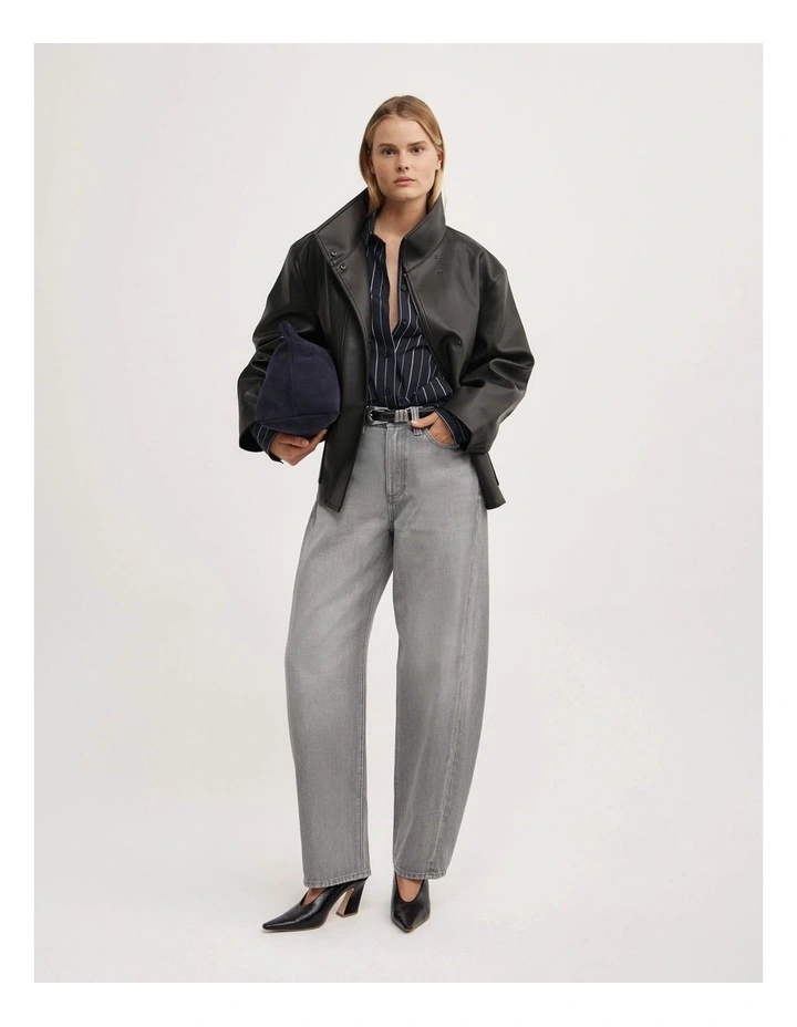 Tie Back Pinstripe Shirt in Navy Stripe image 2