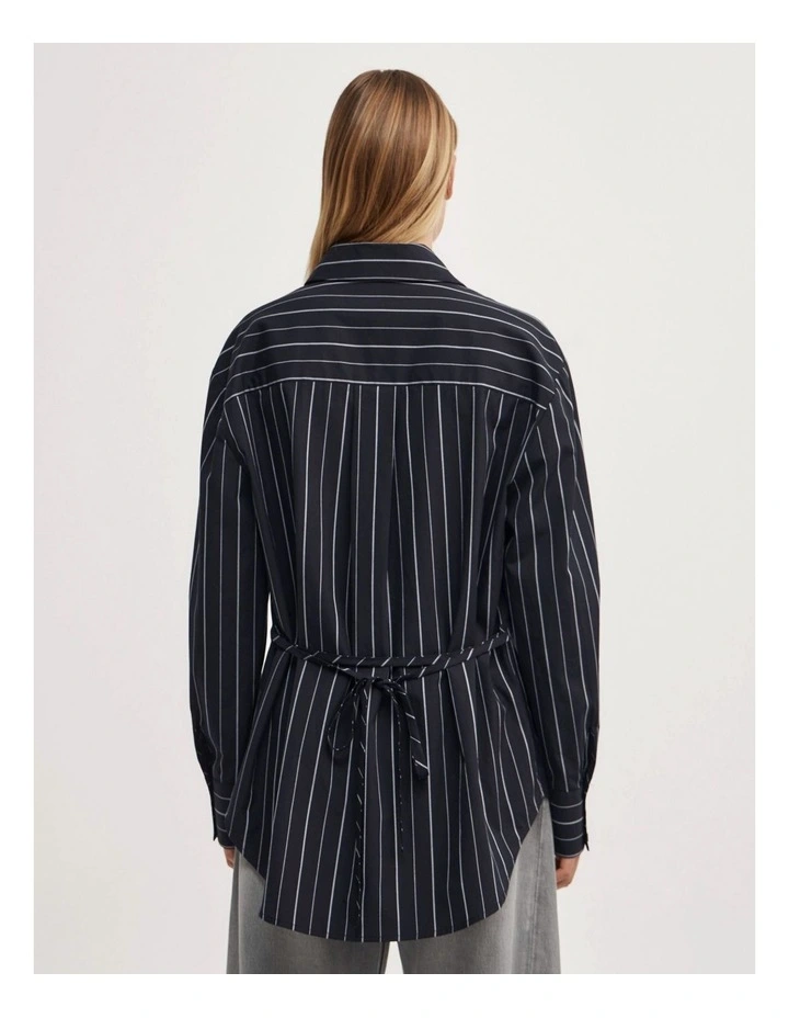 Tie Back Pinstripe Shirt in Navy Stripe image 6