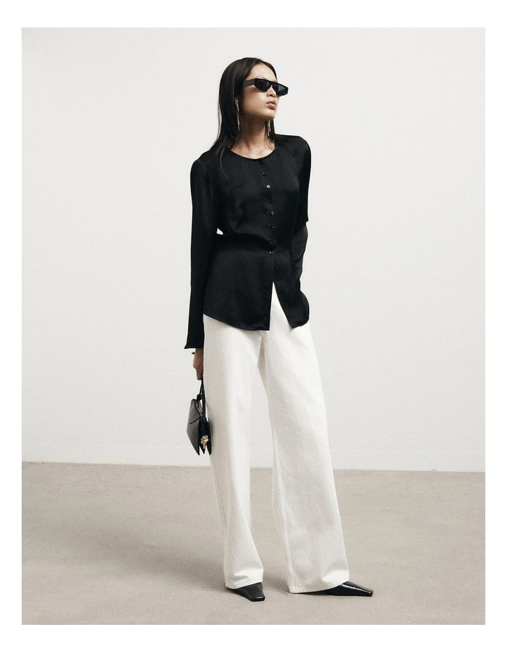 Button Through Top in Black image 2