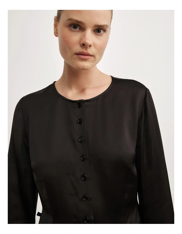 Button Through Top in Black image 3