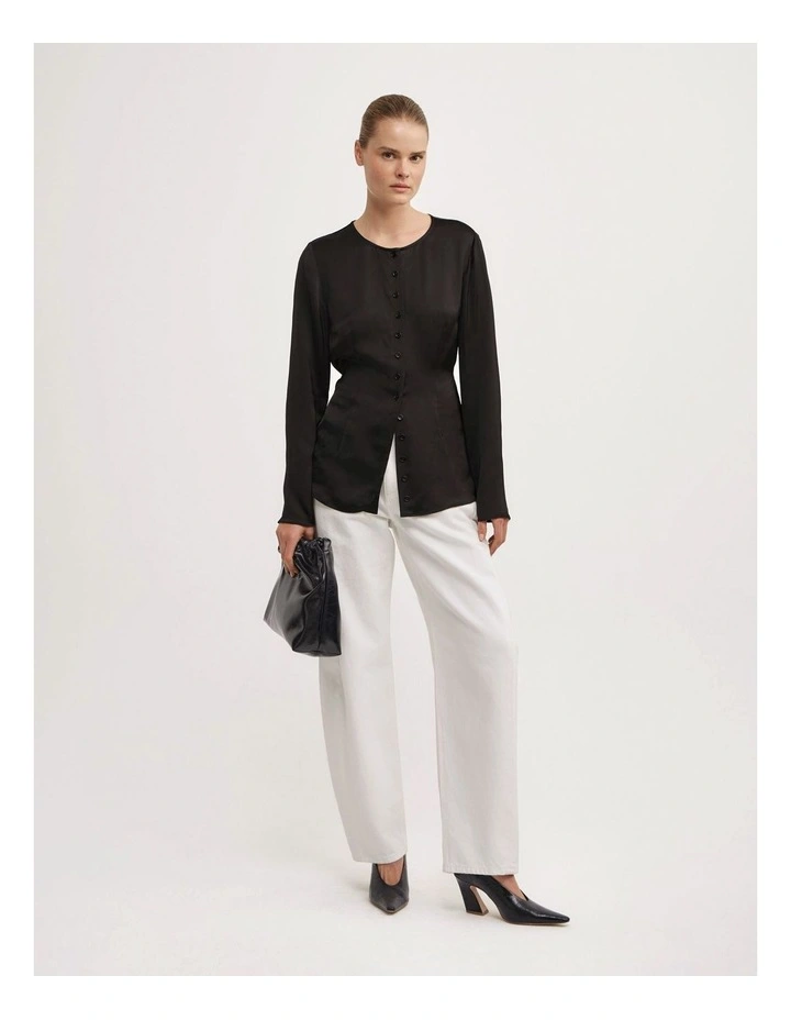 Button Through Top in Black image 5