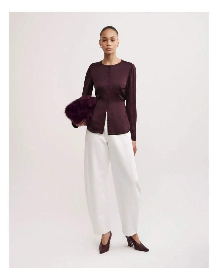 Button Through Top in Plum image 2
