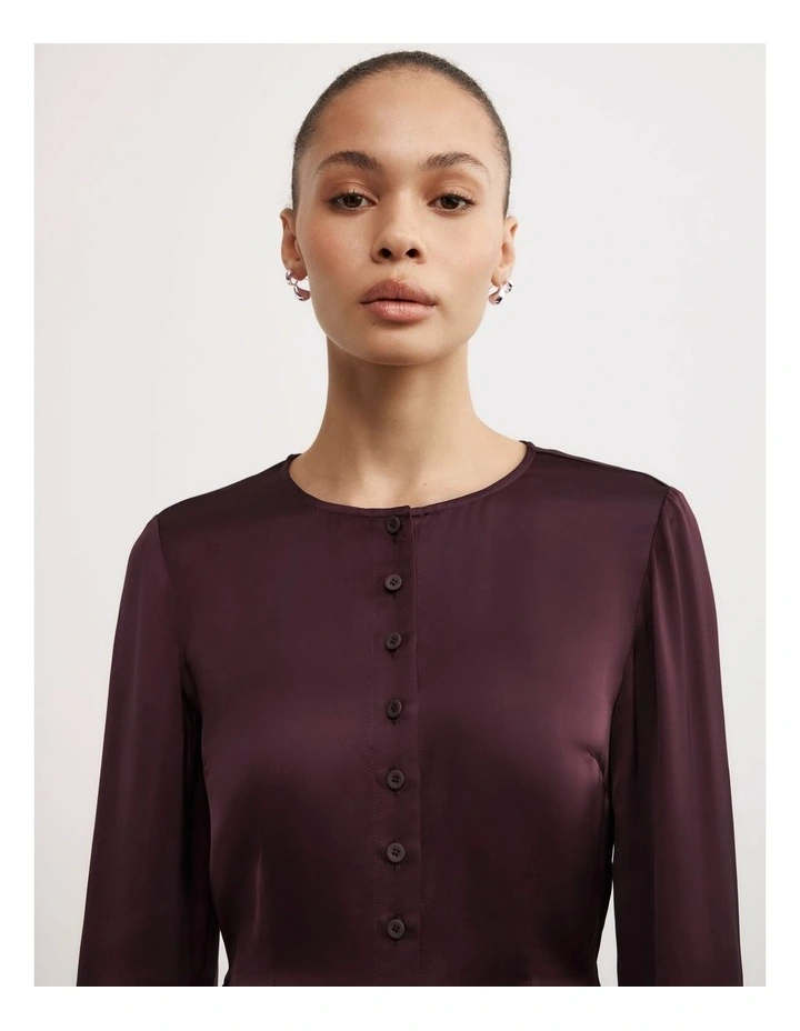 Button Through Top in Plum image 3