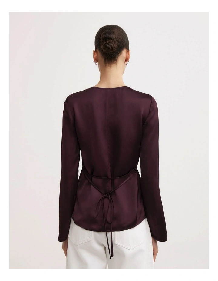 Button Through Top in Plum image 5