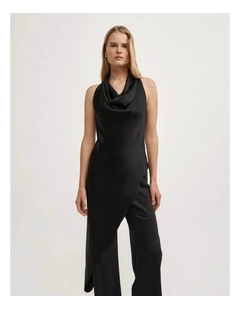 Asymmetric Halter Tunic in Black