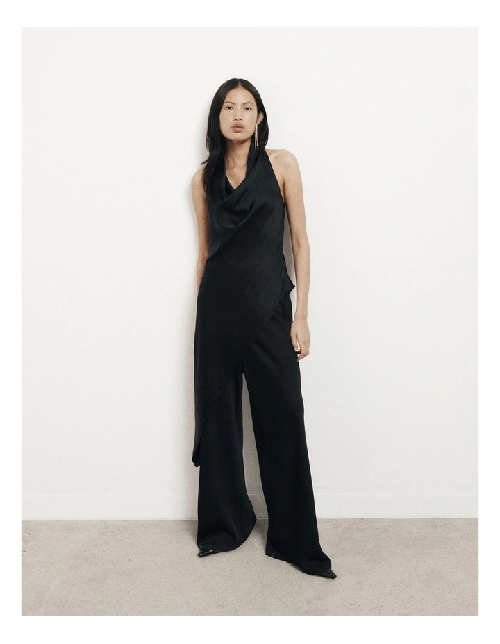 Asymmetric Halter Tunic in Black image 2