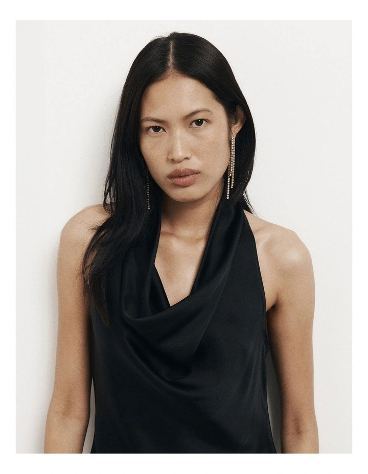 Asymmetric Halter Tunic in Black image 3