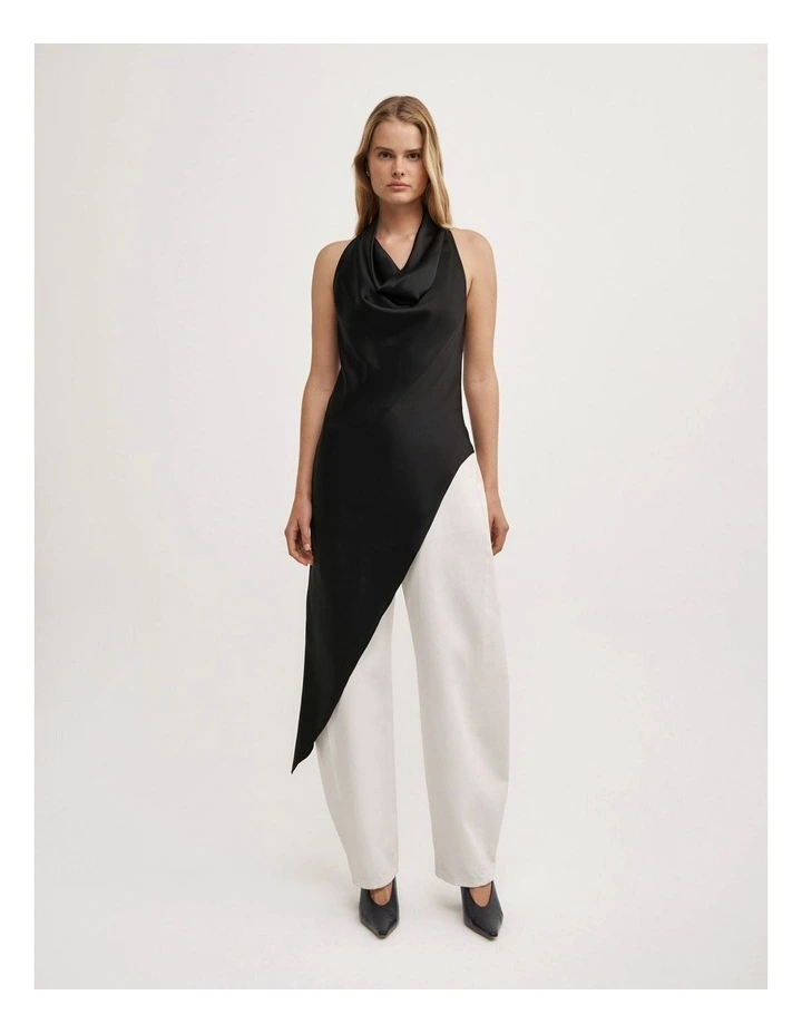 Asymmetric Halter Tunic in Black image 4