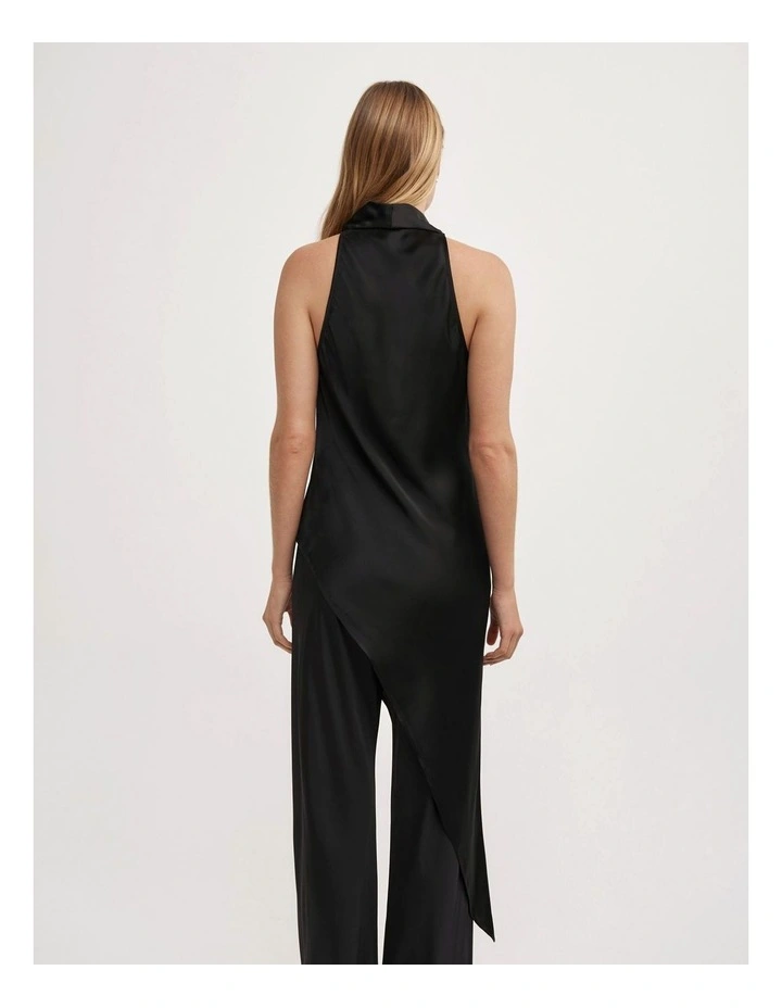 Asymmetric Halter Tunic in Black image 5