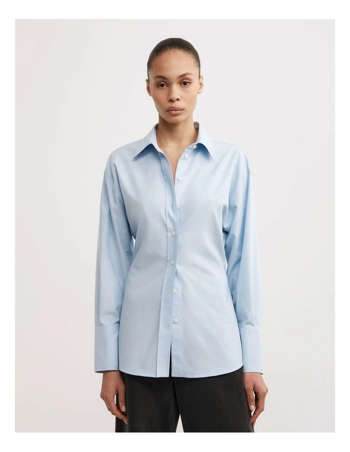 Cinched Waist Shirt in Chambray image 1