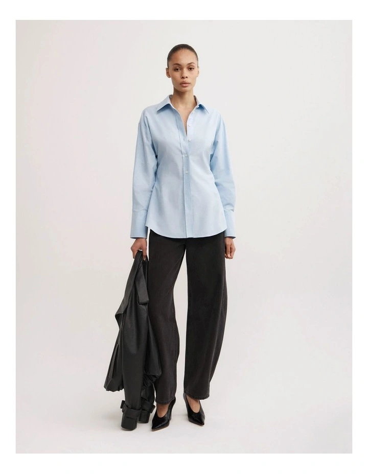 Cinched Waist Shirt in Chambray image 2