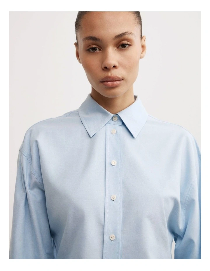 Cinched Waist Shirt in Chambray image 3