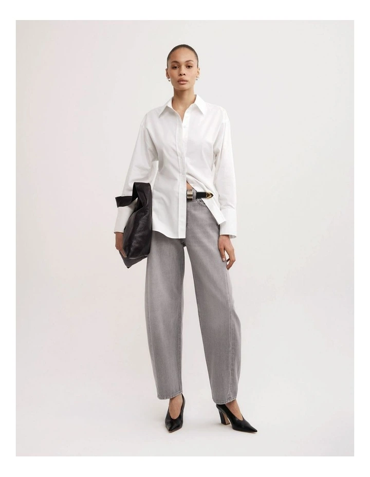 Cinched Waist Shirt in Fresh White image 2