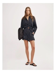 Poplin Boxer Short in Navy Stripe