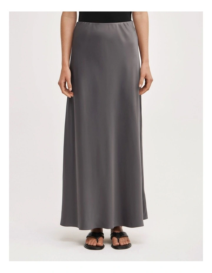 Bias Slip Skirt in Charcoal image 2