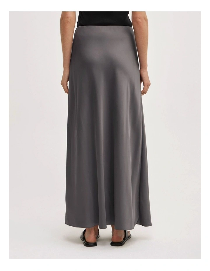 Bias Slip Skirt in Charcoal image 4
