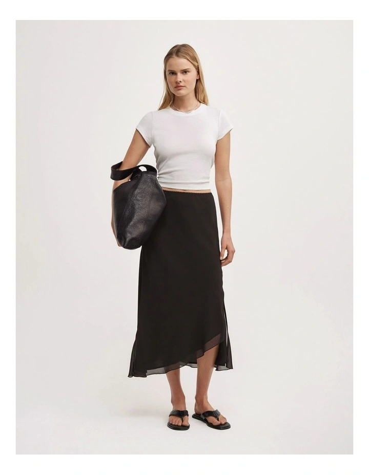 Asymmetric Soft Skirt in Black image 1