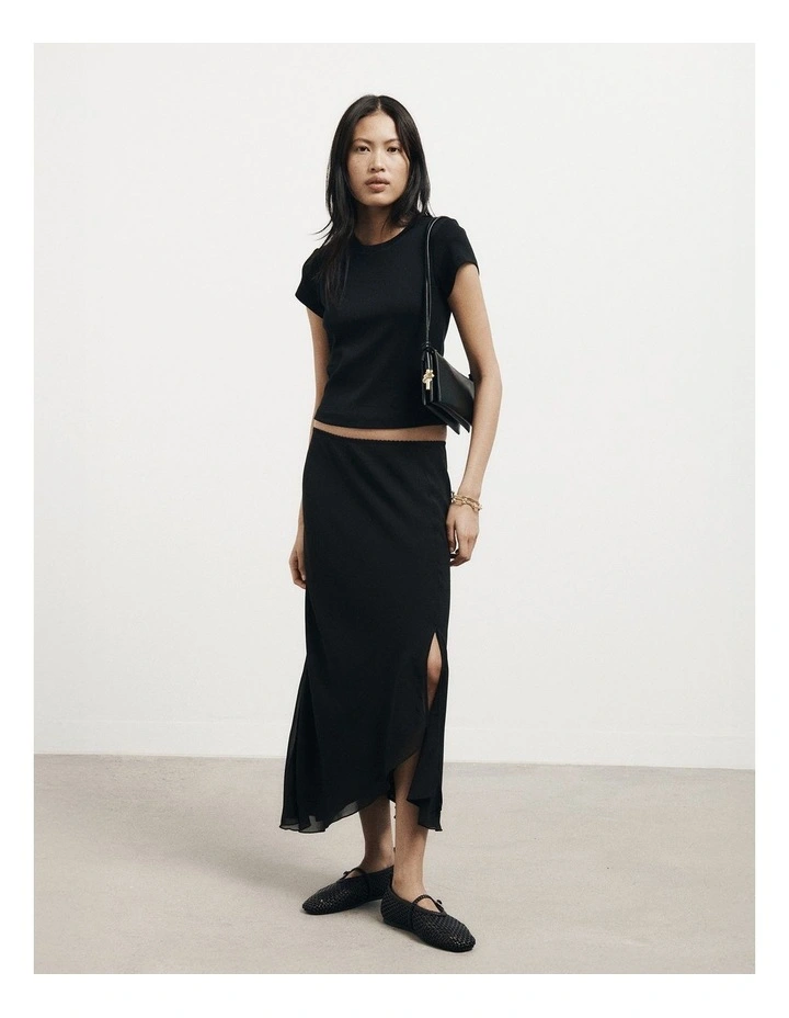 Asymmetric Soft Skirt in Black image 5