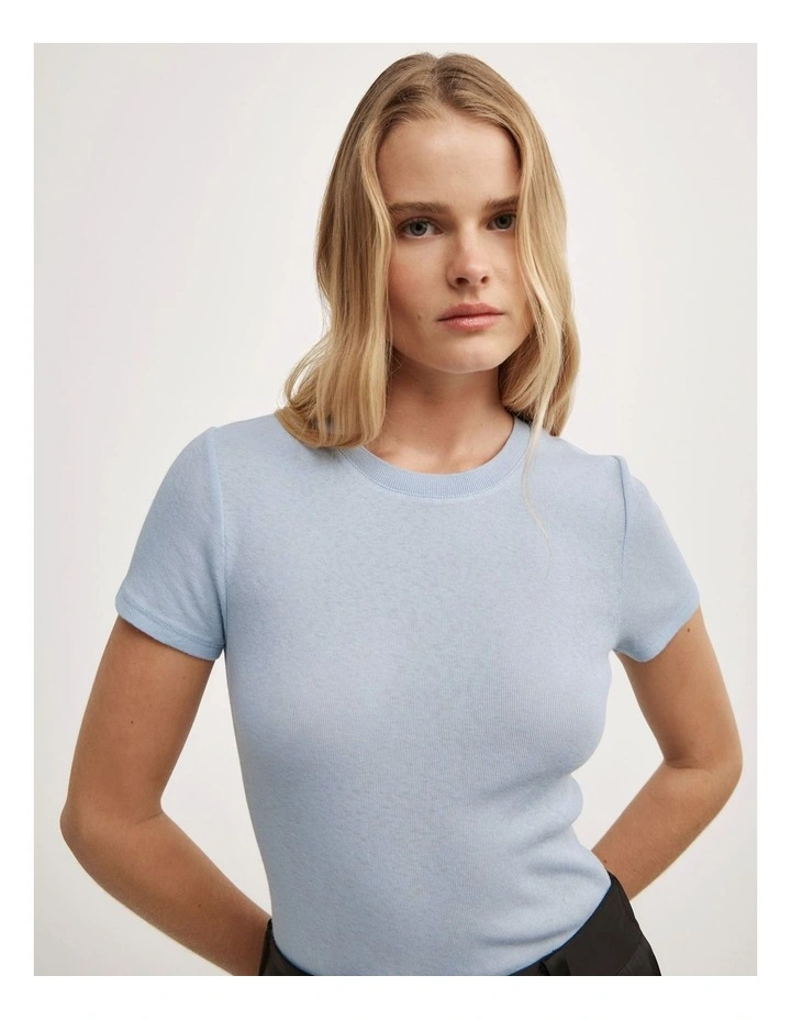 Fine Jersey T-shirt in Pale Blue image 3