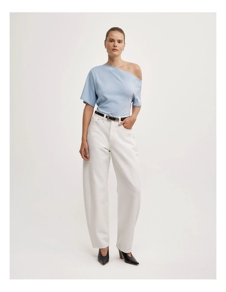 Ruched Asymmetric T-shirt in Pale Blue image 2