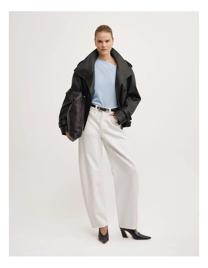 Ruched Asymmetric T-shirt in Pale Blue image 4